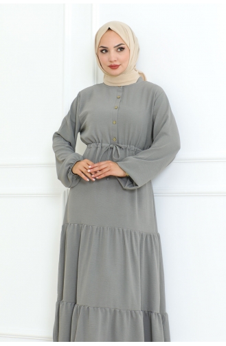 Afra Kleid Mit Spitzendetail 0001-02 Grau 0001-02