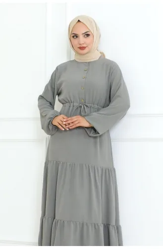 Afra Lace Detailed Dress 0001-02 Gray 0001-02