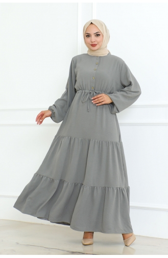 Afra Kleid Mit Spitzendetail 0001-02 Grau 0001-02