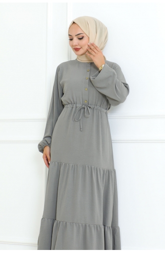 Afra Kleid Mit Spitzendetail 0001-02 Grau 0001-02