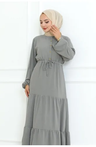 Afra Lace Detailed Dress 0001-02 Gray 0001-02