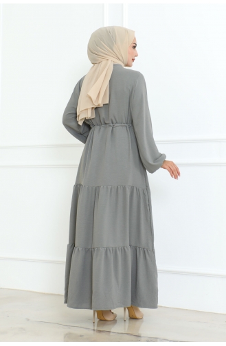 Afra Kleid Mit Spitzendetail 0001-02 Grau 0001-02