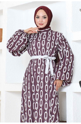 Robe A Motifs Chaine 1117-01 Rouge Claret 1117-01