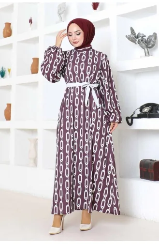 Robe A Motifs Chaine 1117-01 Rouge Claret 1117-01