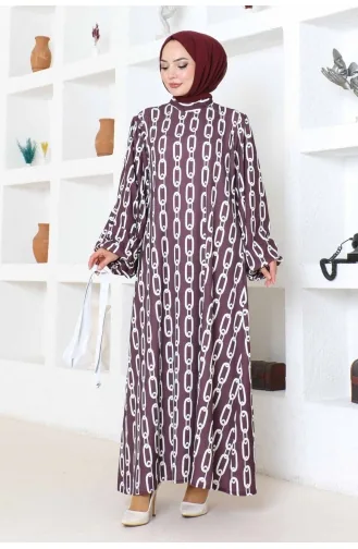 Robe A Motifs Chaine 1117-01 Rouge Claret 1117-01