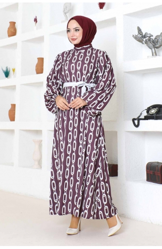 Robe A Motifs Chaine 1117-01 Rouge Claret 1117-01