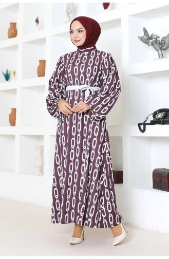 Robe A Motifs Chaine 1117-01 Rouge Claret 1117-01