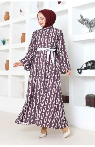 Robe A Motifs Chaine 1117-01 Rouge Claret 1117-01