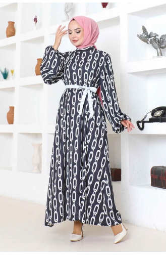 Robe A Motifs Chaine 1117-02 Noir 1117-02