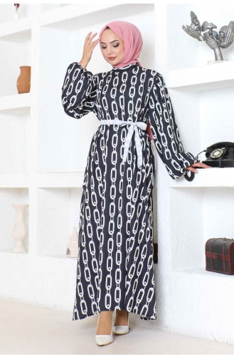 Robe A Motifs Chaine 1117-02 Noir 1117-02