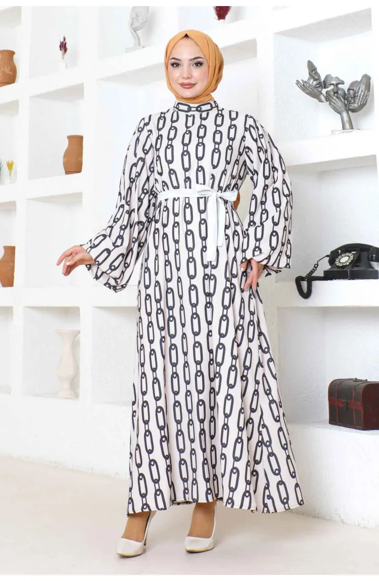 Robe A Motifs Chaine 1117-04 Vison 1117-04