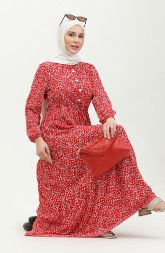 Robe Viscose Boutonnée 0428A-01 Rouge Bleu Marine 0428A-01