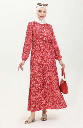 Robe Viscose Boutonnée 0428A-01 Rouge Bleu Marine 0428A-01