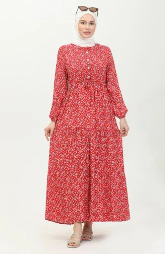 Robe Viscose Boutonnée 0428A-01 Rouge Bleu Marine 0428A-01