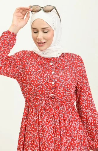 Robe Viscose Boutonnée 0428A-01 Rouge Bleu Marine 0428A-01