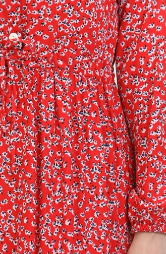 Robe Viscose Boutonnée 0428A-01 Rouge Bleu Marine 0428A-01