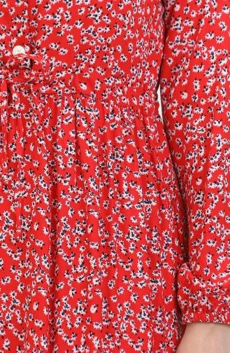 Robe Viscose Boutonnée 0428A-01 Rouge Bleu Marine 0428A-01
