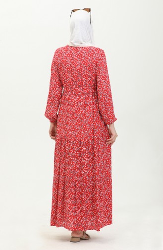 Robe Viscose Boutonnée 0428A-01 Rouge Bleu Marine 0428A-01