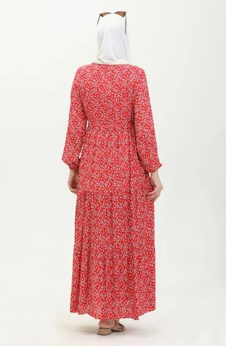 Robe Viscose Boutonnée 0428A-01 Rouge Bleu Marine 0428A-01