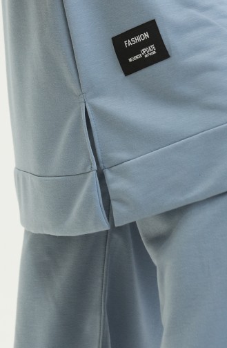 Ensemble Double Pantalon Tunique à Deux Cordes 0044-34 Bleu 0044-34