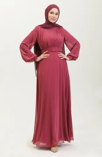 Geplooide Avondjurk 5422-16 Licht Pruim 5422-16