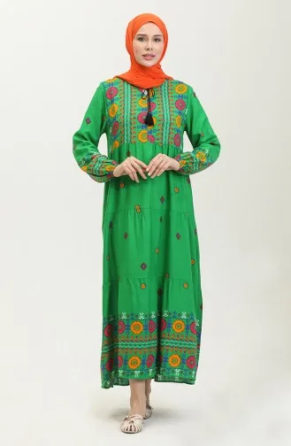 Kleid Mit Stickereimuster 4089-06 Smaragdgrün 4089-06