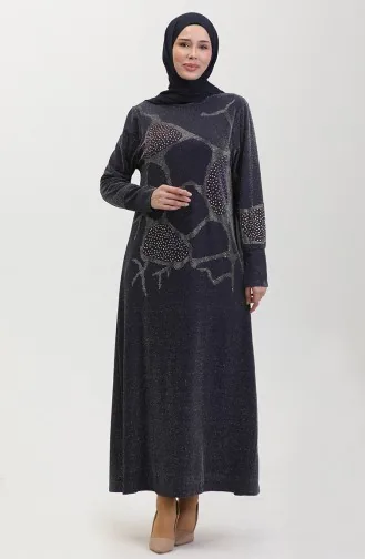 Robe De Soirée Pierre 0432-02 Bleu Marine 0432-02