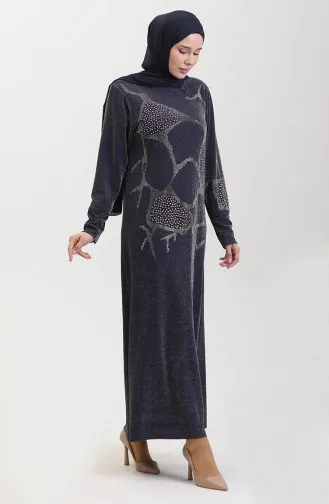 Robe De Soirée Pierre 0432-02 Bleu Marine 0432-02