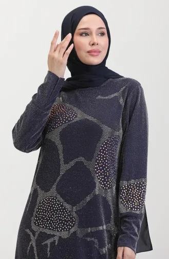 Robe De Soirée Pierre 0432-02 Bleu Marine 0432-02