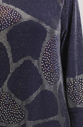 Robe De Soirée Pierre 0432-02 Bleu Marine 0432-02