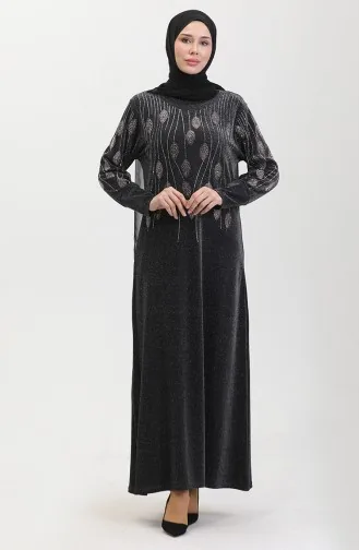 فستان سهرة بتصميم حجر 0430-01 أسود وردي 0430-01