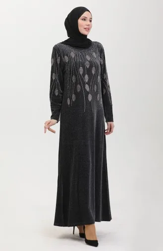 فستان سهرة بتصميم حجر 0430-01 أسود وردي 0430-01