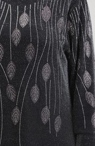 فستان سهرة بتصميم حجر 0430-01 أسود وردي 0430-01