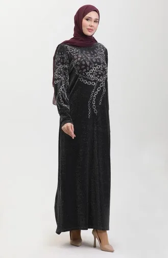 Taşlı Abiye Elbise 0433-03 Siyah Pembe