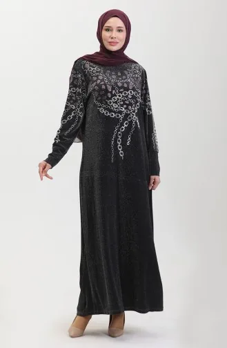 Taşlı Abiye Elbise 0433-03 Siyah Pembe