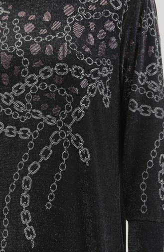 Stoned Abendkleid 0433-03 Schwarz Rosa 0433-03