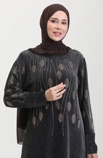 Stone Evening Dress 0430-02 Black Yellow 0430-02