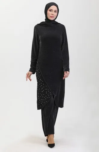 Steiniger Abendkleid-Anzug 0437-02 Schwarz 0437-02