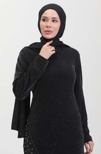 Tailleur Robe De Soirée Lapidé 0437-02 Noir 0437-02