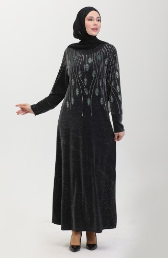 Stoned Abendkleid 0430-03 Schwarz Grün 0430-03