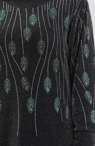 Stoned Abendkleid 0430-03 Schwarz Grün 0430-03