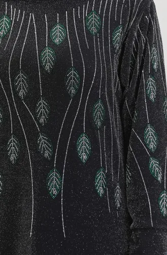 فستان سهرة بتصميم حجر 0430-03 أسود أخضر 0430-03