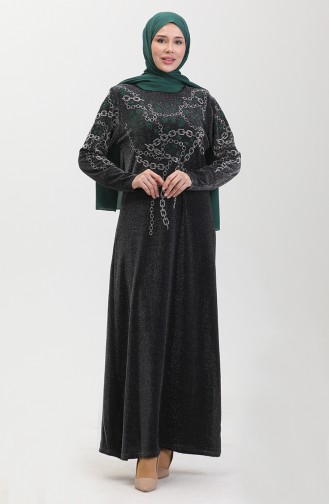 Stoned Abendkleid 0433-01 Schwarz Grün 0433-01
