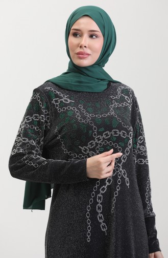 Stoned Abendkleid 0433-01 Schwarz Grün 0433-01