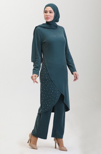 Steiniger Abendkleid-Anzug 0437-03 Smaragdgrün 0437-03