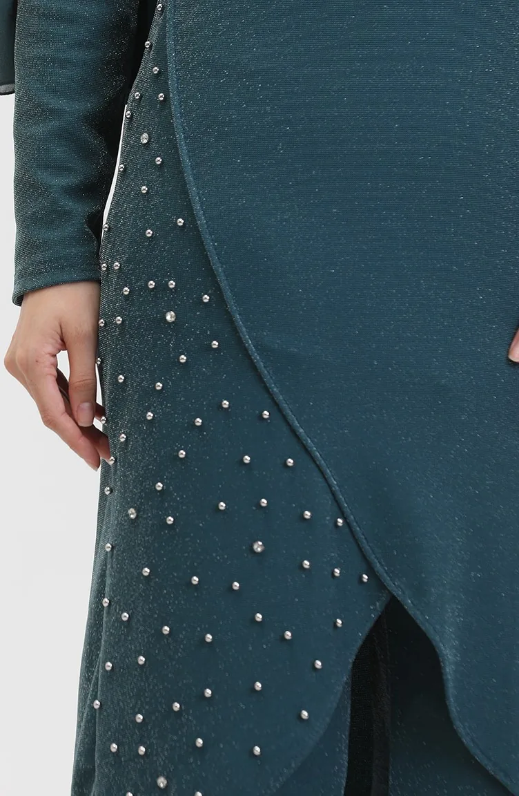 Stone Evening Dress Suit 0437-03 Emerald Green 0437-03 | Sefamerve Stone Evening Dress Suit 0437-03 Emerald Green 0437-03 | Sefamerve