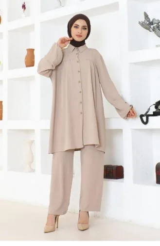 0079Mp Gathered Aerobin Suit Mink 17134