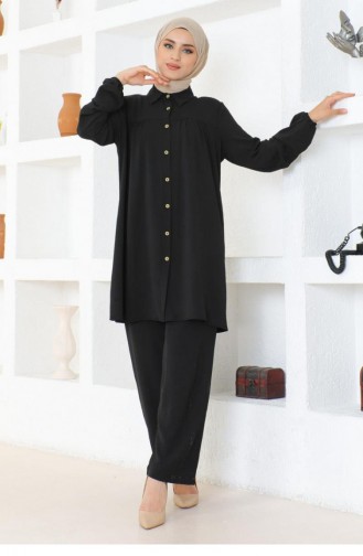 0079Mp Gathered Aerobin Suit Black 17135
