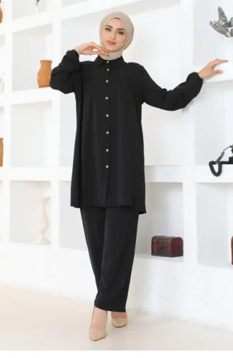 0079Mp Gathered Aerobin Suit Black 17135