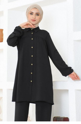 0079Mp Gathered Aerobin Suit Black 17135
